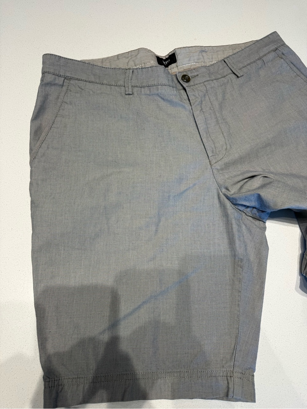 Hugo Boss Light Gray Micro-Pattern Flat Front Shorts